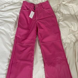 Pink leather pants